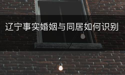 辽宁事实婚姻与同居如何识别