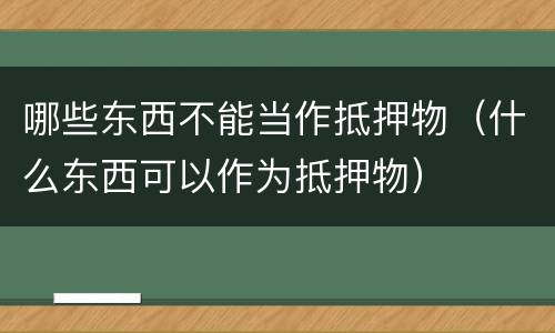 哪些东西不能当作抵押物（什么东西可以作为抵押物）