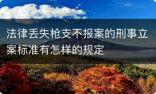 法律丢失枪支不报案的刑事立案标准有怎样的规定