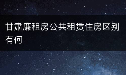甘肃廉租房公共租赁住房区别有何
