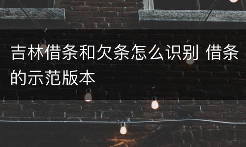 吉林借条和欠条怎么识别 借条的示范版本
