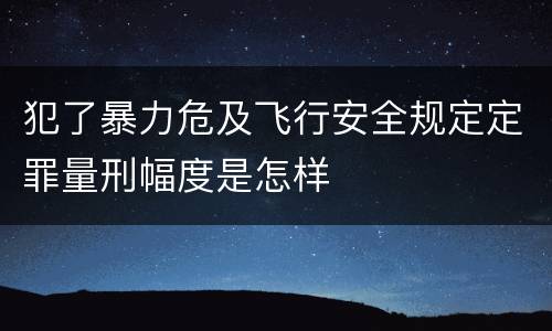 犯了暴力危及飞行安全规定定罪量刑幅度是怎样