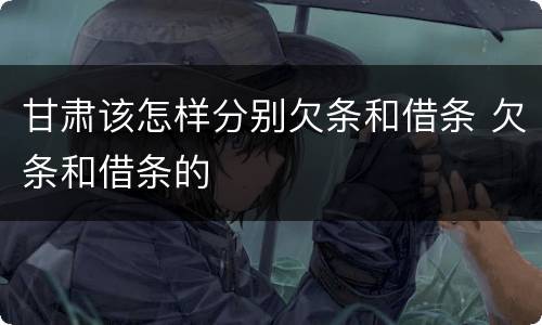 甘肃该怎样分别欠条和借条 欠条和借条的