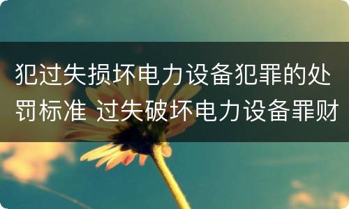 犯过失损坏电力设备犯罪的处罚标准 过失破坏电力设备罪财产损失
