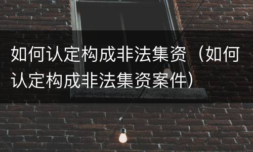 如何认定构成非法集资（如何认定构成非法集资案件）