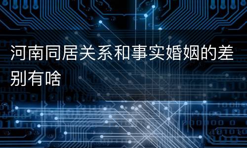 河南同居关系和事实婚姻的差别有啥