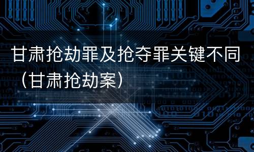 甘肃抢劫罪及抢夺罪关键不同（甘肃抢劫案）