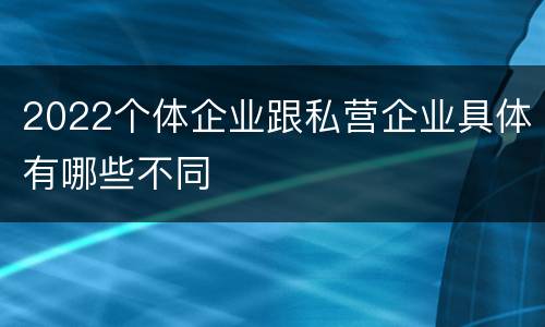 2022个体企业跟私营企业具体有哪些不同