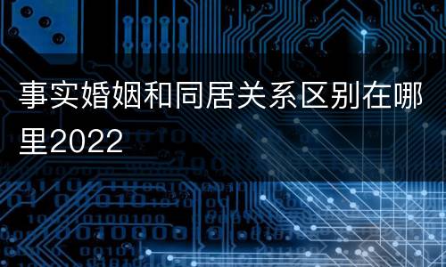 事实婚姻和同居关系区别在哪里2022