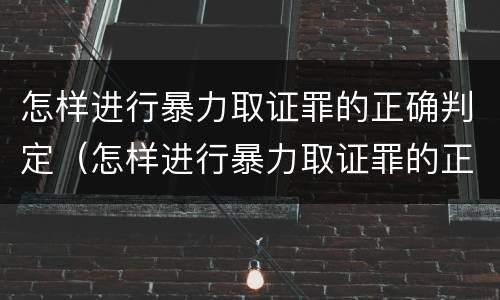 怎样进行暴力取证罪的正确判定（怎样进行暴力取证罪的正确判定）
