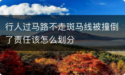 行人过马路不走斑马线被撞倒了责任该怎么划分
