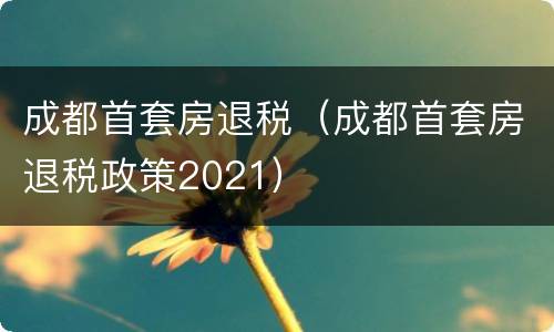 成都首套房退税（成都首套房退税政策2021）