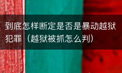 到底怎样断定是否是暴动越狱犯罪（越狱被抓怎么判）