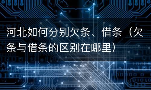 河北如何分别欠条、借条（欠条与借条的区别在哪里）