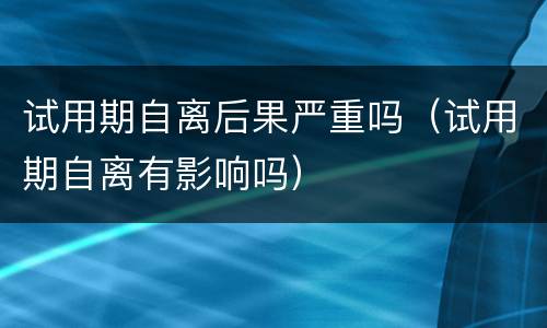 试用期自离后果严重吗（试用期自离有影响吗）