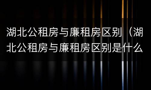 湖北公租房与廉租房区别（湖北公租房与廉租房区别是什么）