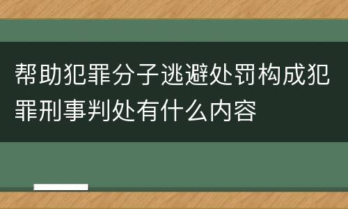 帮助犯罪分子逃避处罚构成犯罪刑事判处有什么内容