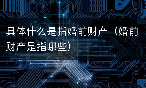 具体什么是指婚前财产（婚前财产是指哪些）