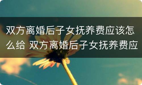 双方离婚后子女抚养费应该怎么给 双方离婚后子女抚养费应该怎么给对方