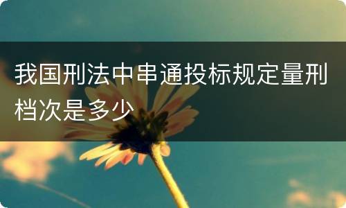 我国刑法中串通投标规定量刑档次是多少