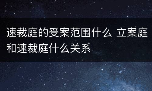 速裁庭的受案范围什么 立案庭和速裁庭什么关系
