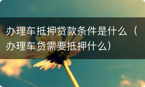 办理车抵押贷款条件是什么（办理车贷需要抵押什么）
