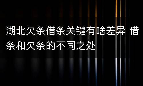 湖北欠条借条关键有啥差异 借条和欠条的不同之处