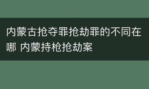 内蒙古抢夺罪抢劫罪的不同在哪 内蒙持枪抢劫案