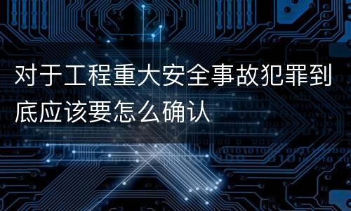 对于工程重大安全事故犯罪到底应该要怎么确认