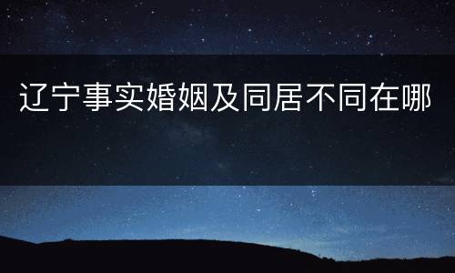 辽宁事实婚姻及同居不同在哪