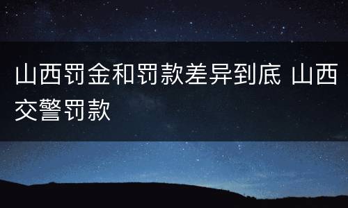 山西罚金和罚款差异到底 山西交警罚款