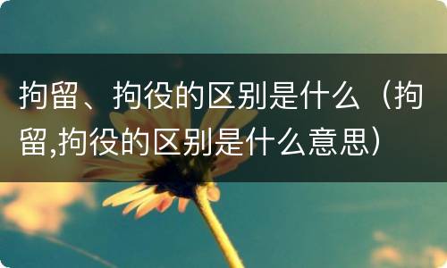 拘留、拘役的区别是什么（拘留,拘役的区别是什么意思）