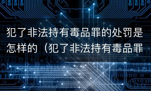 犯了非法持有毒品罪的处罚是怎样的（犯了非法持有毒品罪的处罚是怎样的处理）