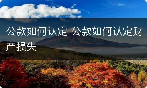 公款如何认定 公款如何认定财产损失