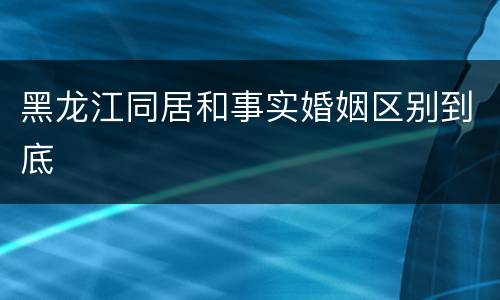 黑龙江同居和事实婚姻区别到底