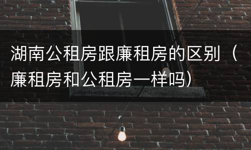 湖南公租房跟廉租房的区别（廉租房和公租房一样吗）