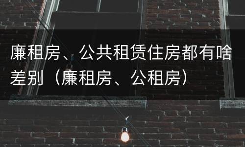 廉租房、公共租赁住房都有啥差别（廉租房、公租房）