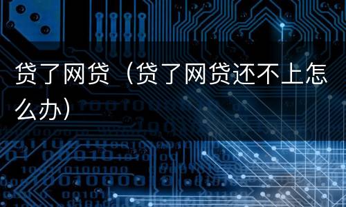 贷了网贷（贷了网贷还不上怎么办）