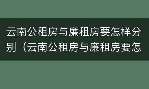 云南公租房与廉租房要怎样分别（云南公租房与廉租房要怎样分别呢）