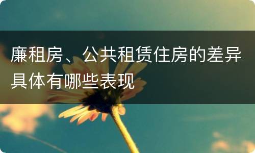 廉租房、公共租赁住房的差异具体有哪些表现
