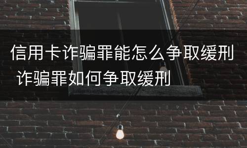 信用卡诈骗罪能怎么争取缓刑 诈骗罪如何争取缓刑