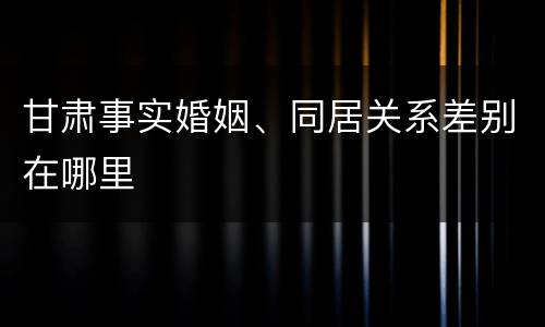 甘肃事实婚姻、同居关系差别在哪里