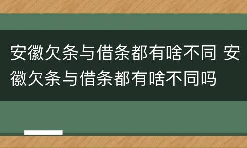 安徽欠条与借条都有啥不同 安徽欠条与借条都有啥不同吗