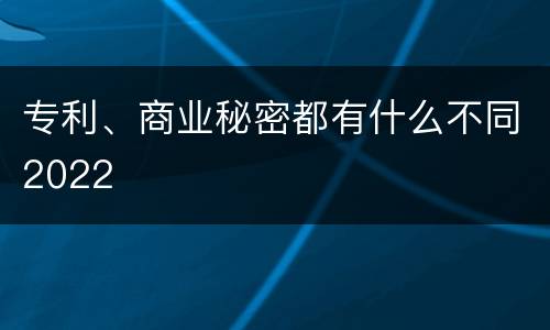 专利、商业秘密都有什么不同2022