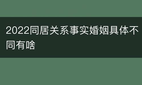 2022同居关系事实婚姻具体不同有啥
