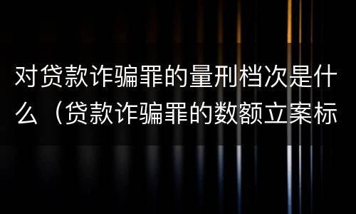 对贷款诈骗罪的量刑档次是什么（贷款诈骗罪的数额立案标准）