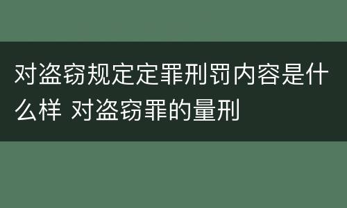 对盗窃规定定罪刑罚内容是什么样 对盗窃罪的量刑