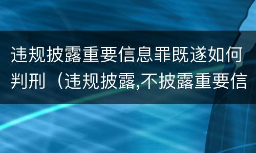 违规披露重要信息罪既遂如何判刑（违规披露,不披露重要信息罪判例）
