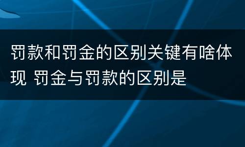 罚款和罚金的区别关键有啥体现 罚金与罚款的区别是