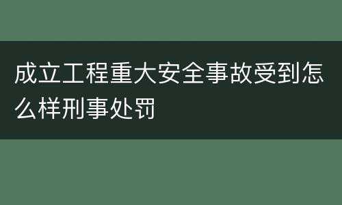 成立工程重大安全事故受到怎么样刑事处罚